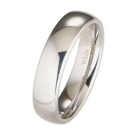 White Tungsten Carbide 6mm Polished Classic Wedding Ring
